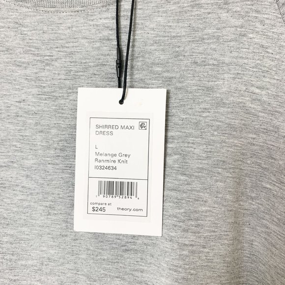 THEORY Shirred Maxi Dress Ranmire Knit Gray Large - Picture 5 of 8